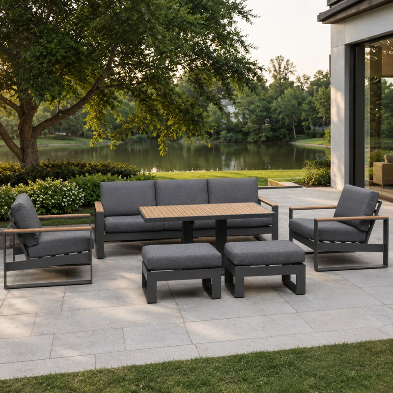 Apollo 6pc Lounge Set with Table - Gunmetal