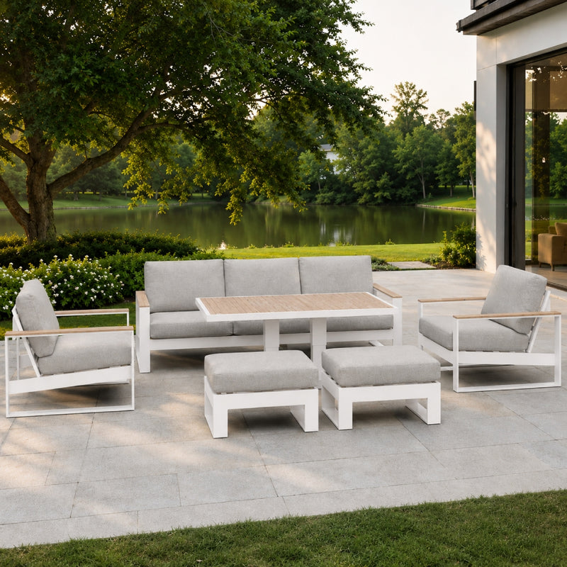 Apollo 6pc Lounge Set with Table - White