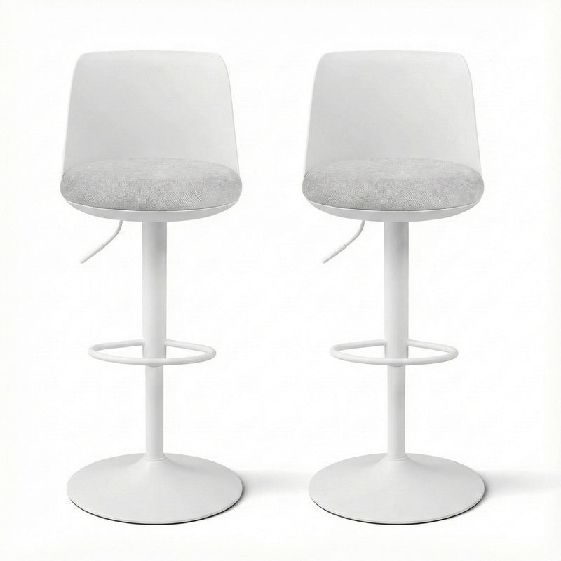 Artiss 2x Bar Stools Kitchen Swivel Gas Lift Counter Dining Chair Curved White