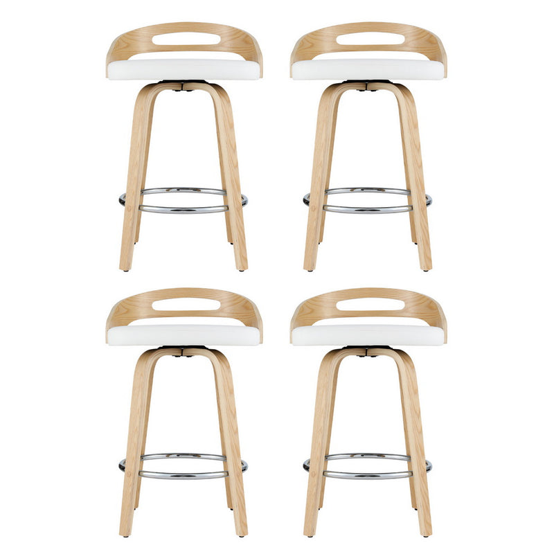 Artiss 4x Bar Stools Swivel Dining Chairs Low Back Counter Seat PU Cushion