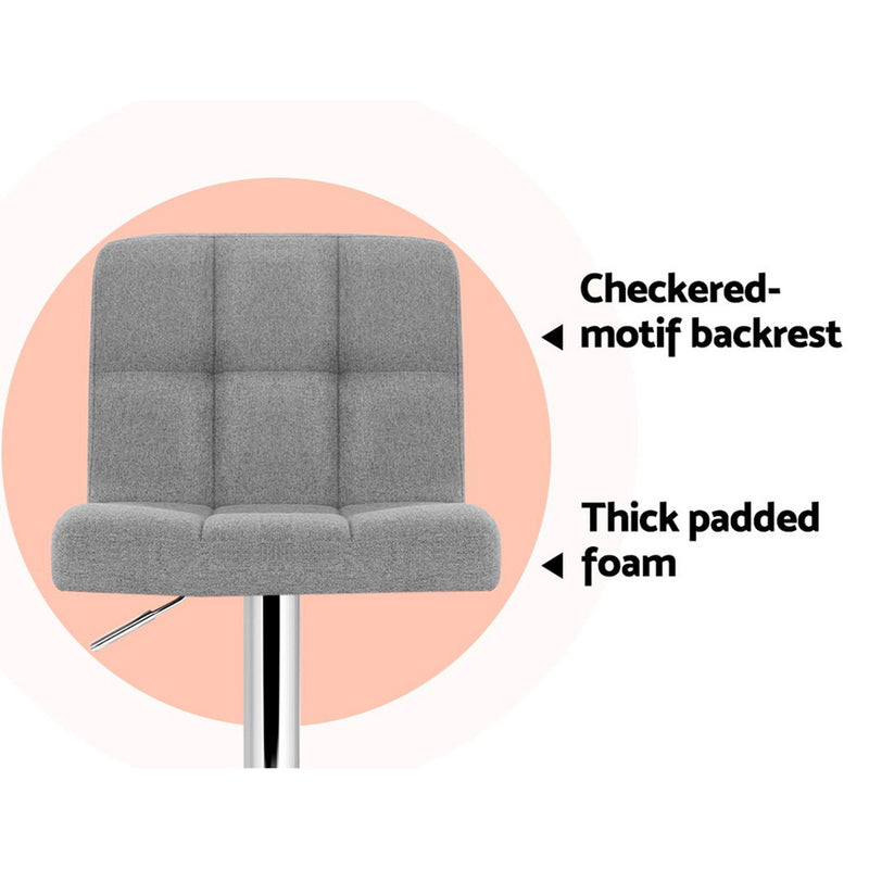 Artiss 4x Bar Stools Fabric Gas Lift Grey