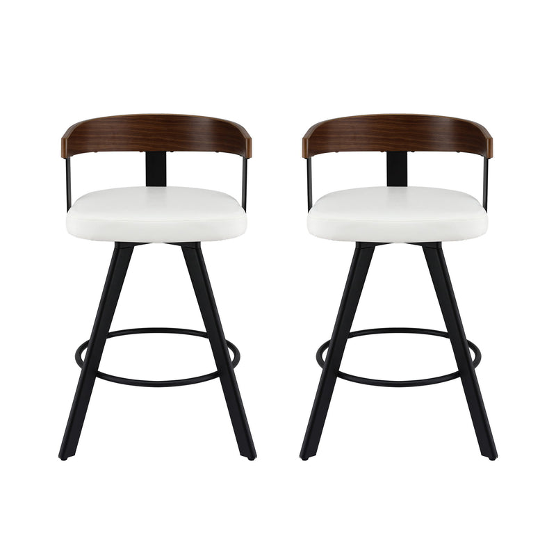 2x Artiss Bar Stools Swivel Kitchen Chairs Metal Legs Bentwood Counter White PU