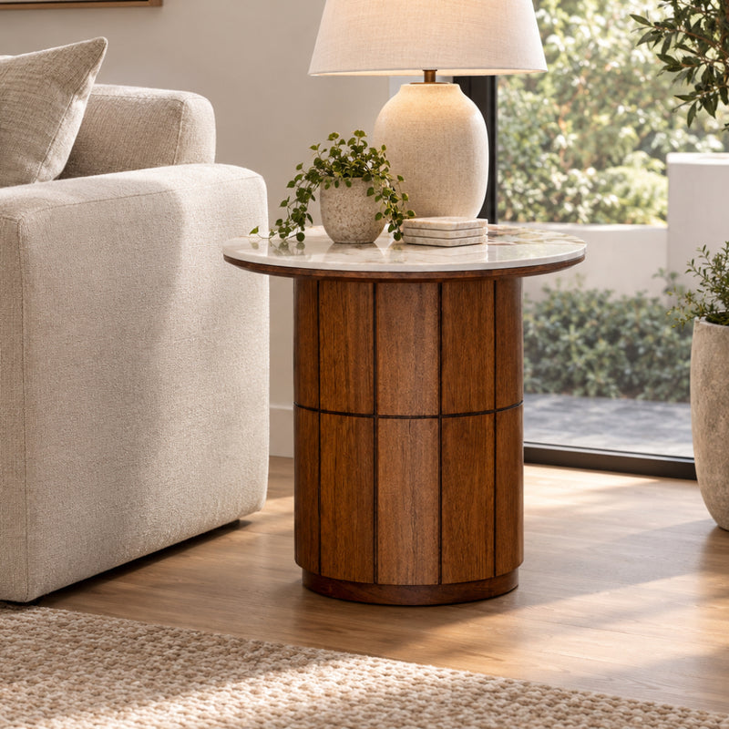 Carolina Stone Top Lamp Table