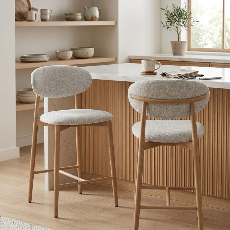 Clancy Barstool with Timber-Look Legs