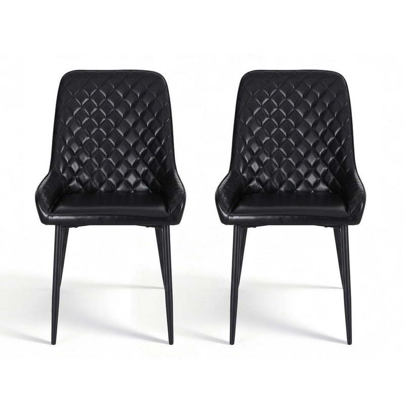 Artiss 2x Dining Chairs Retro PU Leather Kitchen Lounge Cafe Accent Chair Black