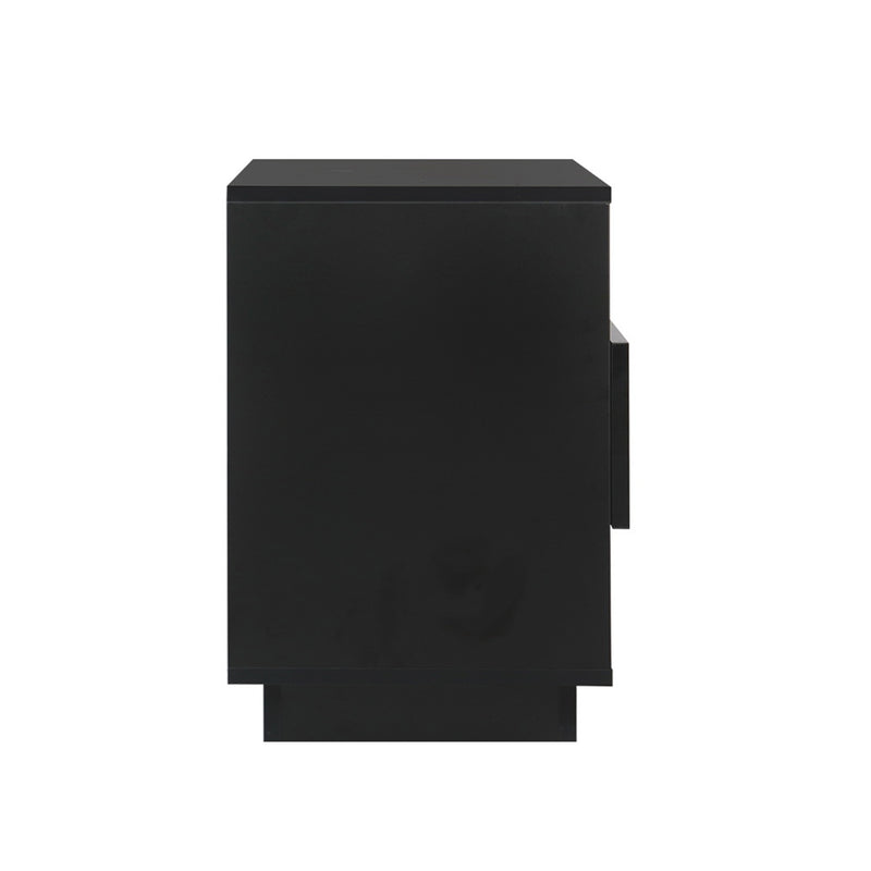 Artiss 2x Bedside Table LED with 2 Shelves - HANA Black
