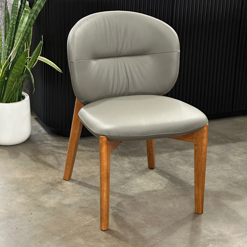 Jupiter Grey Genuine Leather Dining Chair