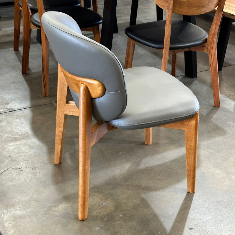 Jupiter Grey Genuine Leather Dining Chair