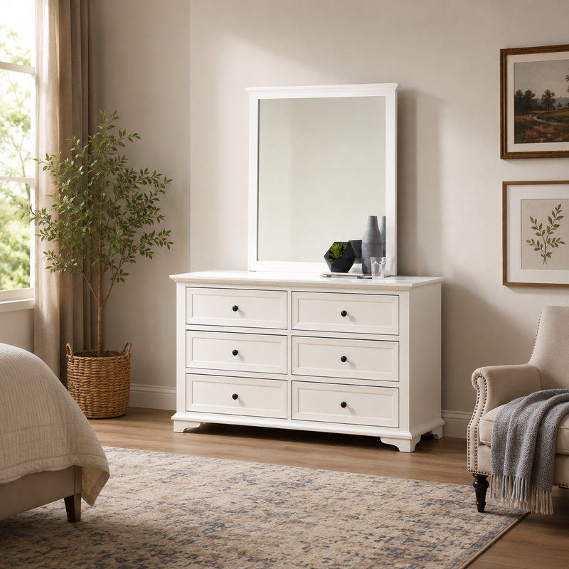 Provence White Dresser+Mirror