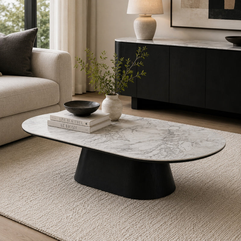 Roland Stone Top Oval Coffee Table