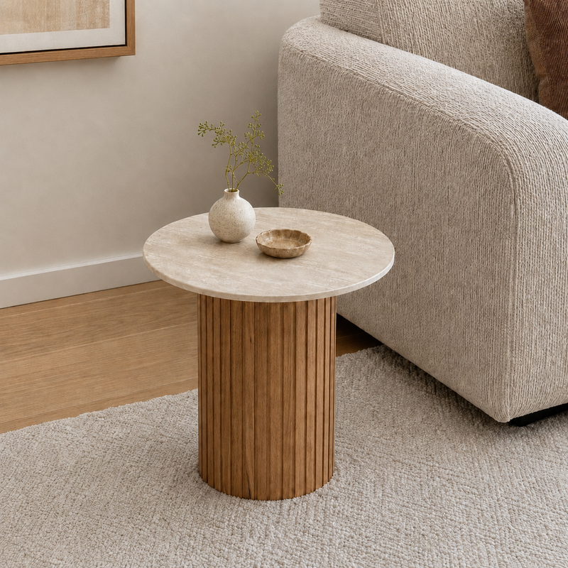Tiorino Stone Top Lamp Table