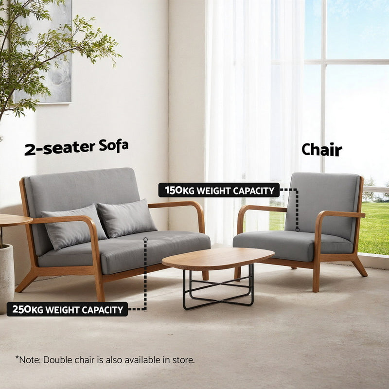 Artiss Armchair Fabric Light Grey