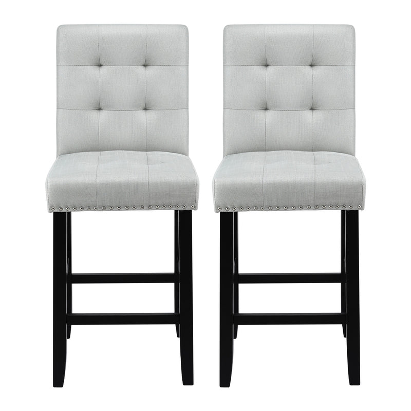 Artiss 2x Bar Stools Kitchen Dining Chairs Counter Fabric Stool Wooden Ada Grey