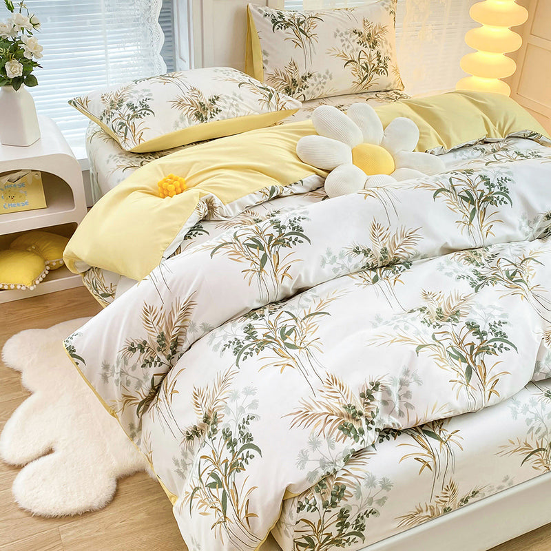 4-Piece Elegant Pink Bouquet Printed Soft-Touch Brushed Bedding Set for 1.5M Bed: 175 x 220 CM Duvet Cover, 150 x 200 (+25) CM Deep Pocket Fitted Sheet & 2PC 50 x 75 CM Pillowcases