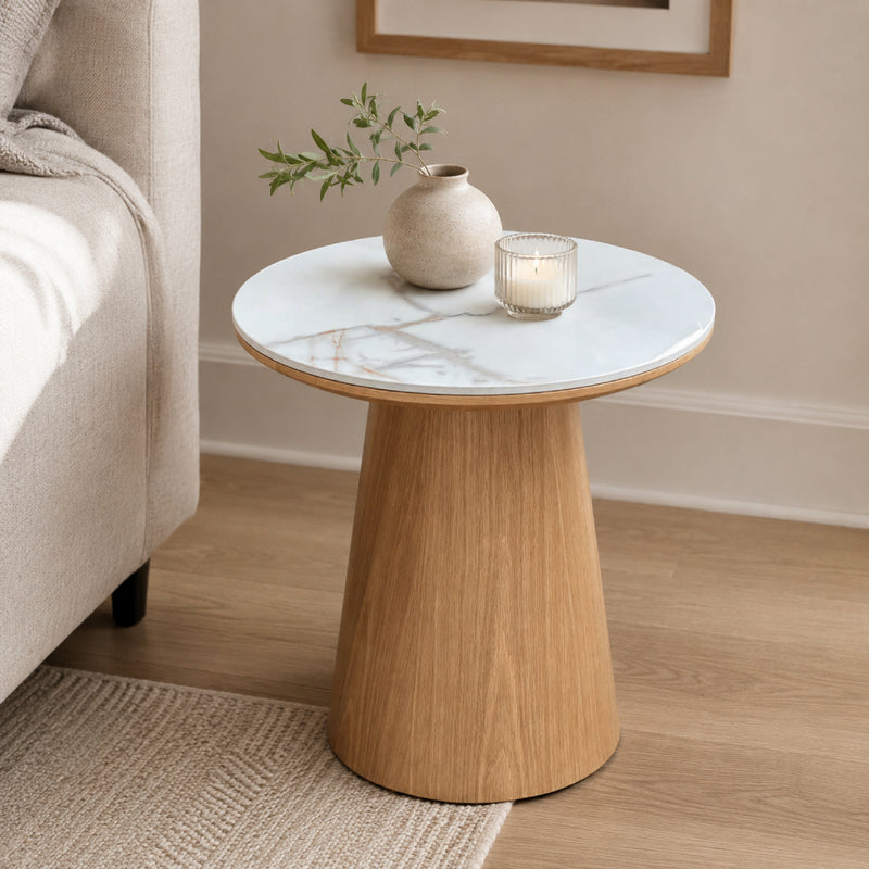 Masari Stone Top Lamp Table