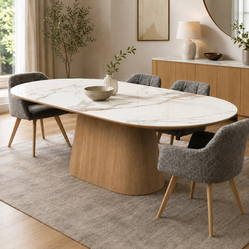 Masari Stone Top Oval Dining Table