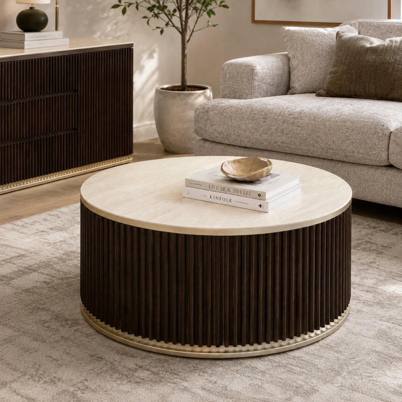 Sinatra Stone Top Round Coffee Table