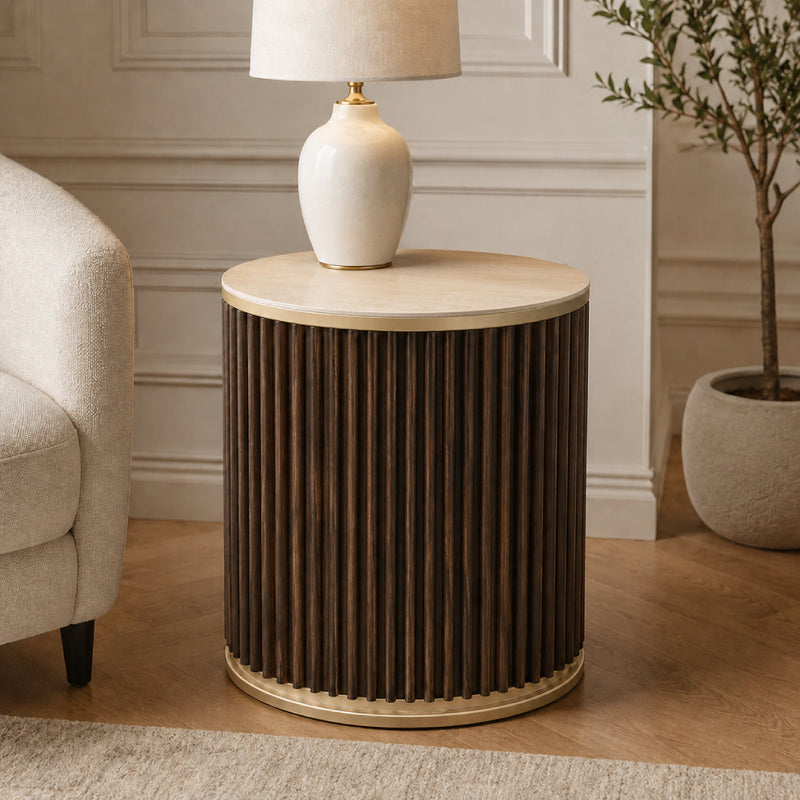 Sinatra Stone Top Round Lamp Table