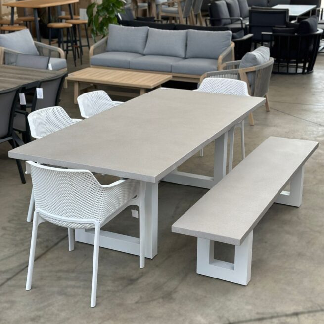 Switch Cement Outdoor Dining Set - White