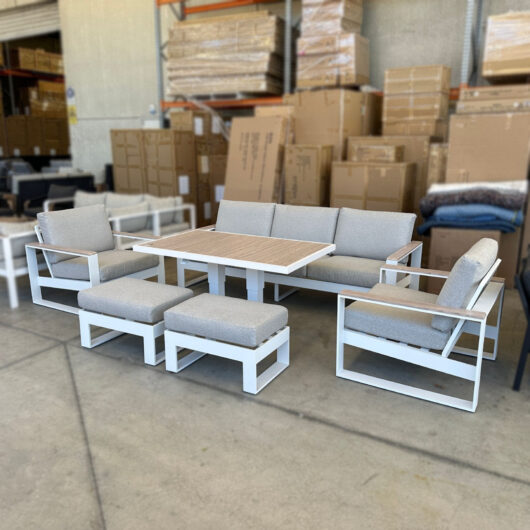 Apollo 6pc Outdoor Lounge with Lift Table - White