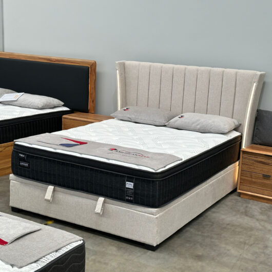 Ashton Fabric Gas Lift Bed - Beige