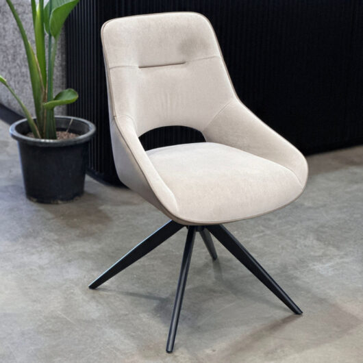 Indus Beige Fabric Swivel Dining Chair