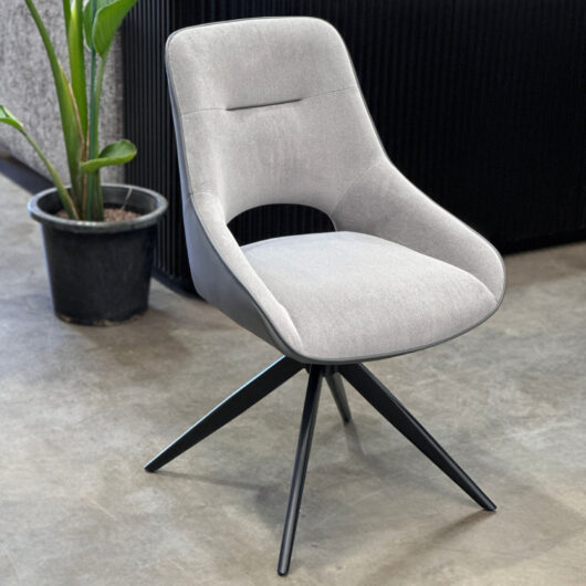 Indus Grey Fabric Swivel Dining Chair